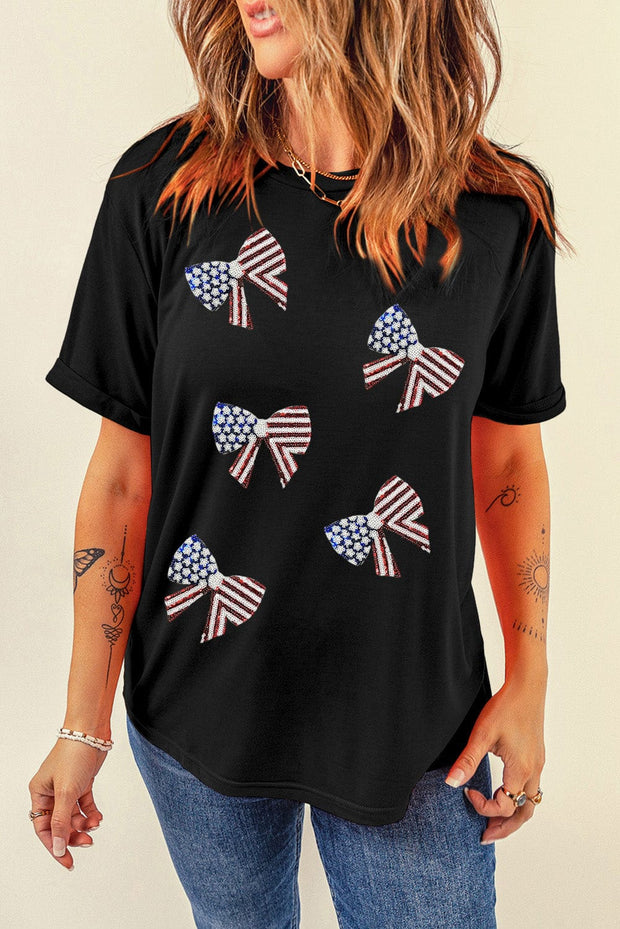 American Flag Bowknot Graphic Tee | S-2XL