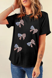 American Flag Bowknot Graphic Tee | S-2XL