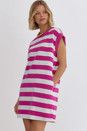 Amy Stripe Cap Sleeve Dress | S-XL