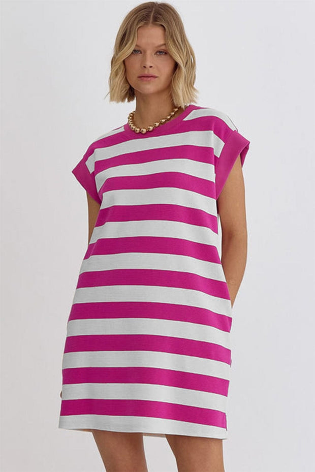 Amy Stripe Cap Sleeve Dress | S-XL