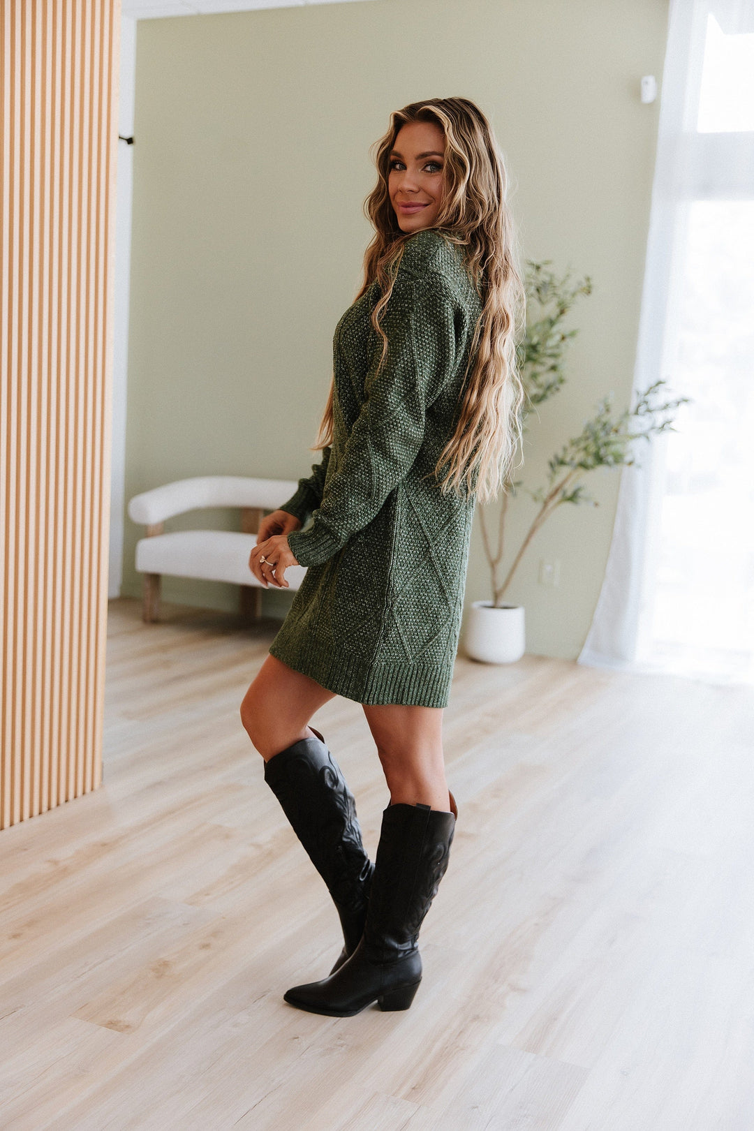 green cable knit sweater dress Entro Cable Knit Sweater Dress