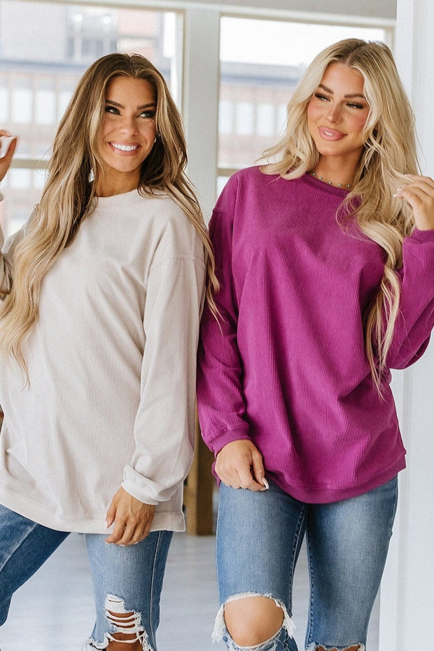 Asia Ribbed Oversized Sweatshirt | S-3XL