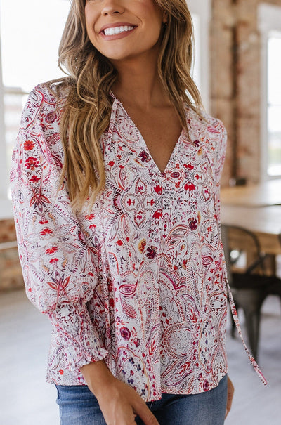 SALE - Aubrielle Paisley Printed Blouse | Size Medium