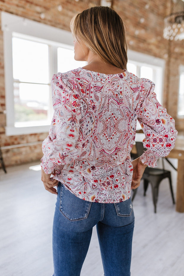 SALE - Aubrielle Paisley Printed Blouse | Size Medium