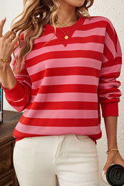 Mylee Striped Round Neck Sweatshirt