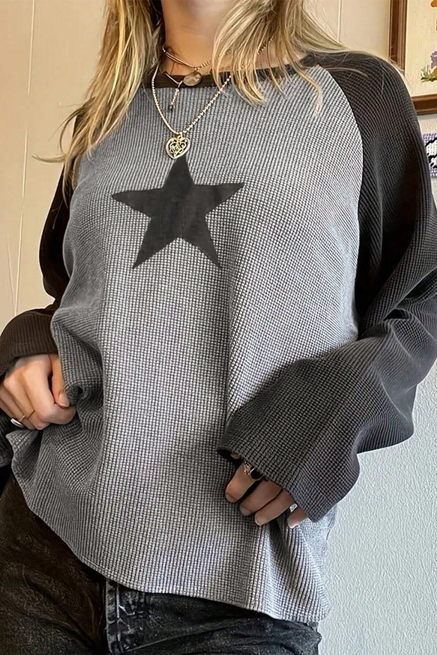 Star Graphic Knit Long Sleeve Top