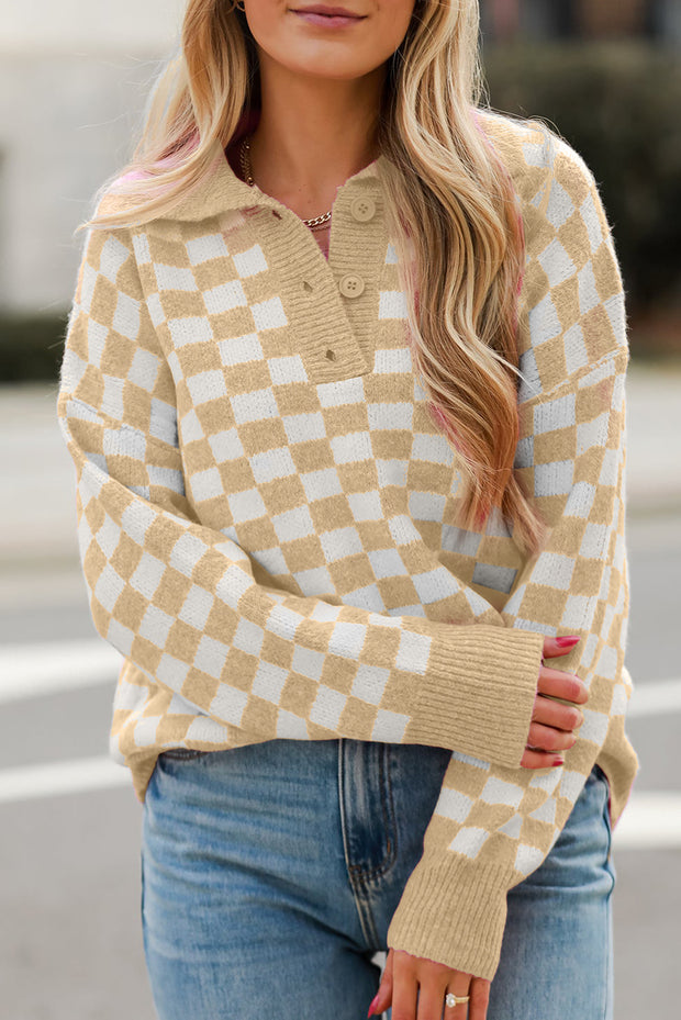 Rylin Checkered Button Sweater | S-XL | PRE ORDER