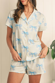 Emerie Bow Printed Pajama Set | S-XL