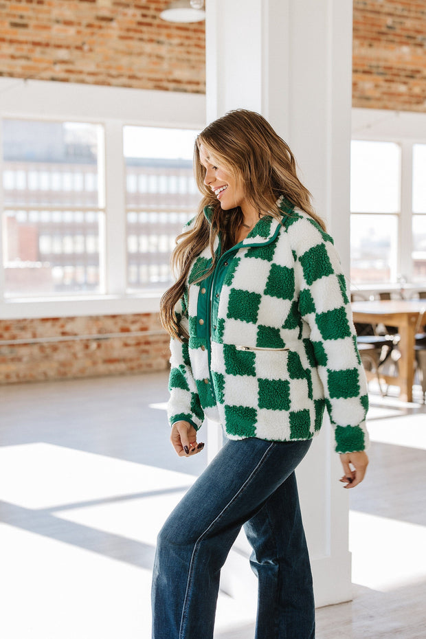 SALE - Baylor Checked Sherpa Jacket