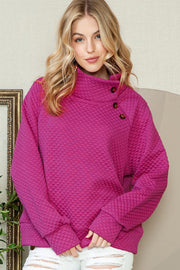 Beck Quilted Buttoned Neck Pullover | S-XL
