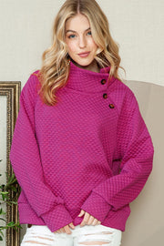 SALE - Beck Quilted Buttoned Neck Pullover | Size Small