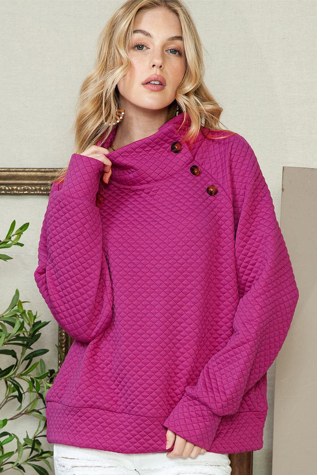 SALE - Beck Quilted Buttoned Neck Pullover | Size Small