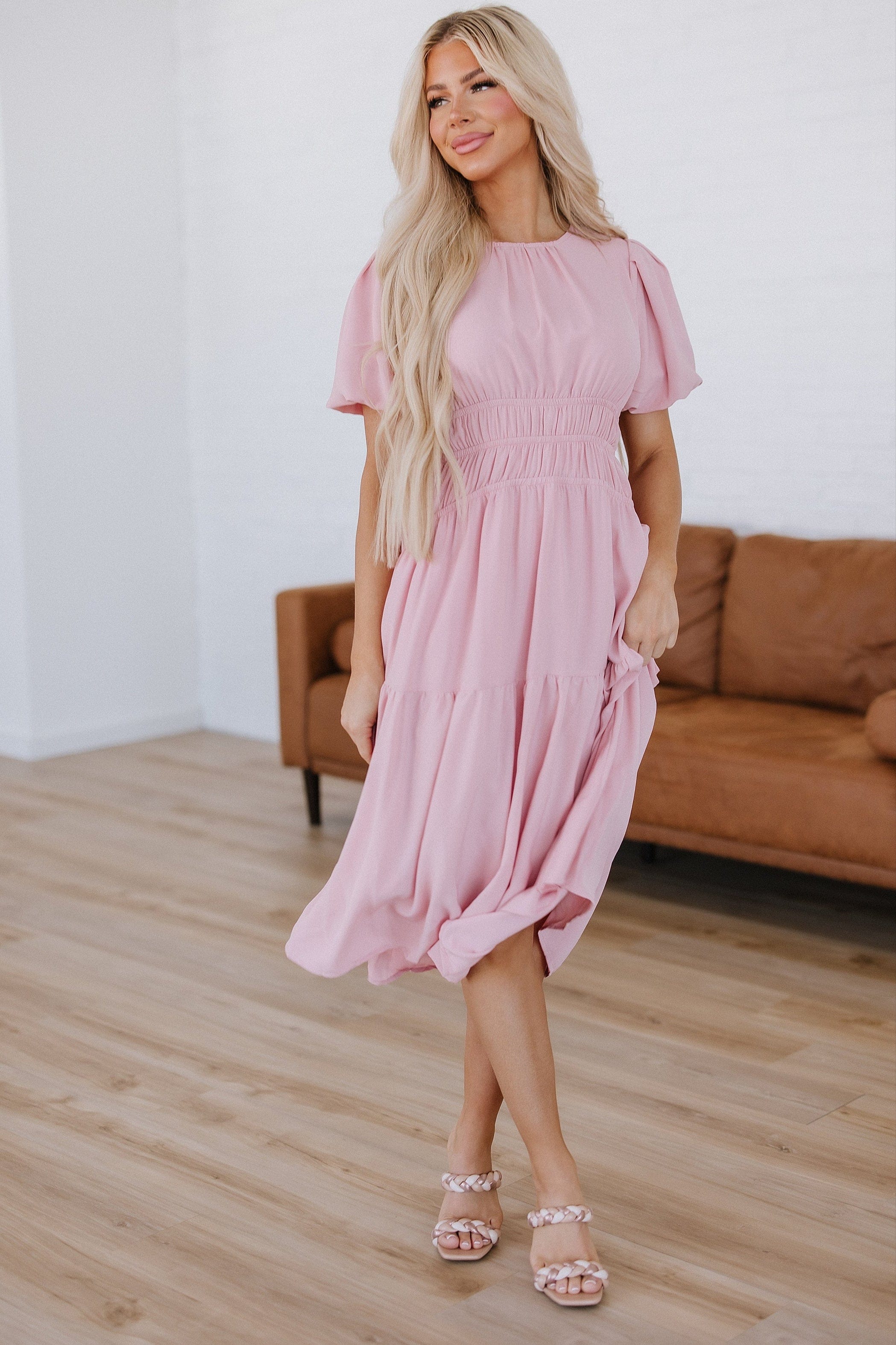 Bonnie Puff Sleeve Midi Dress | DROPSHIP