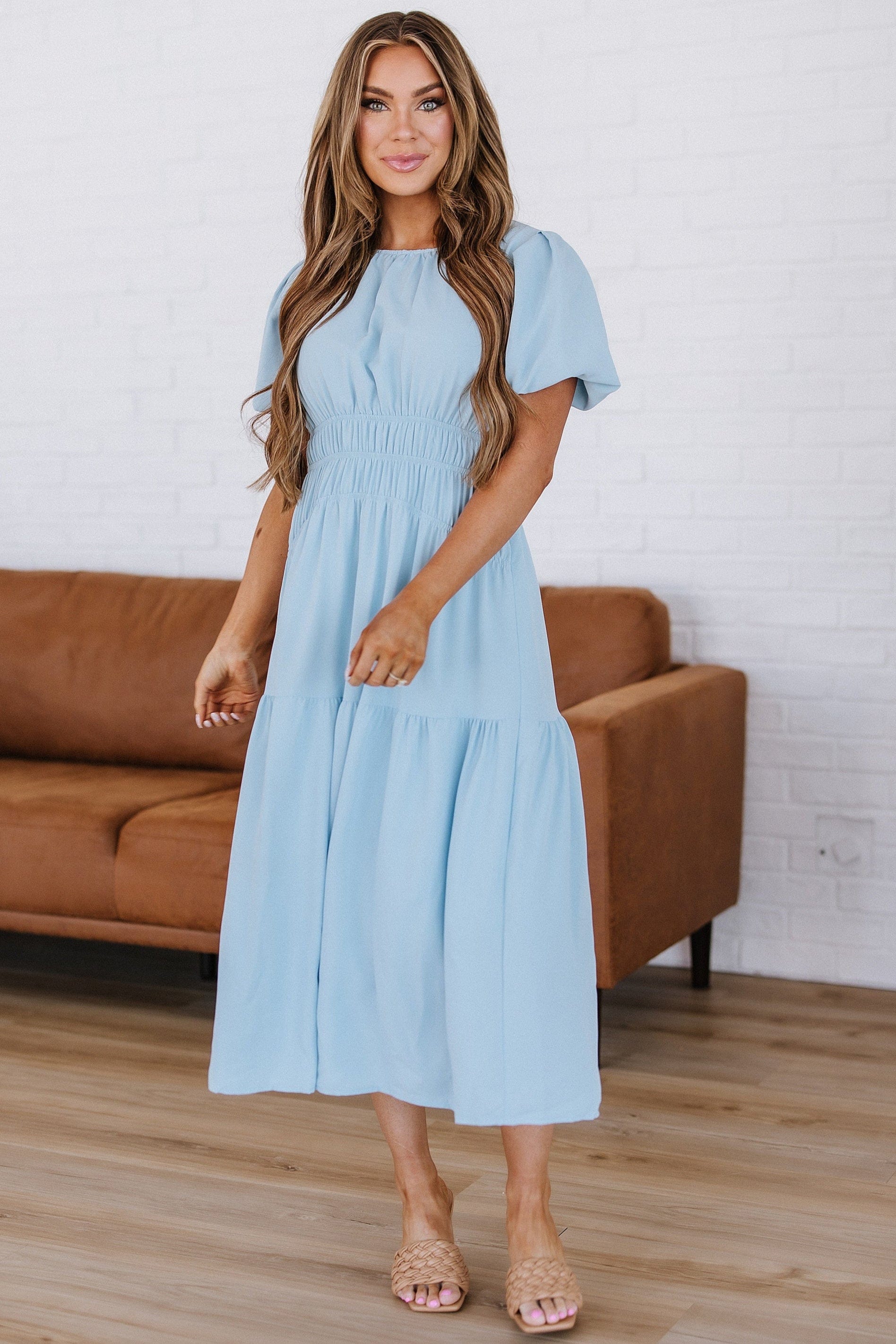 Bonnie Puff Sleeve Midi Dress | DROPSHIP