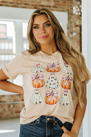 SALE - Bow Ghost & Pumpkin Graphic T-Shirt | S-XL