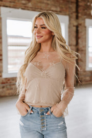 SALE - Bowie Lace Long Sleeve Blouse w/ Tank Top | Size Large