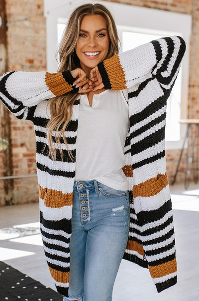 SALE - Bramble Knit Striped Long Cardigan | Size XL