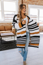 SALE - Bramble Knit Striped Long Cardigan | Size XL