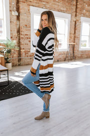Bramble Knit Striped Long Cardigan | S-XL