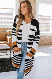 Bramble Knit Striped Long Cardigan | S-XL