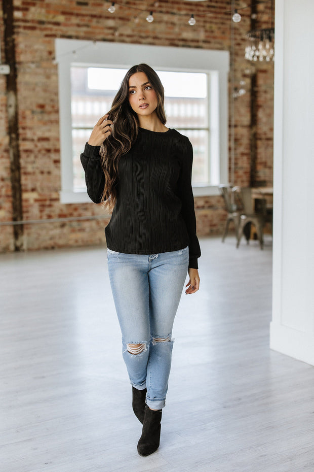 Branson Textured Long Sleeve Top | S-2XL