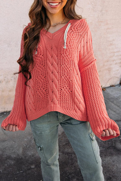 Briar Cable Knit Drawstring Sweater | S-XL