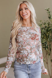 Brinkley Floral Mesh Long Sleeve Top | DROPSHIP