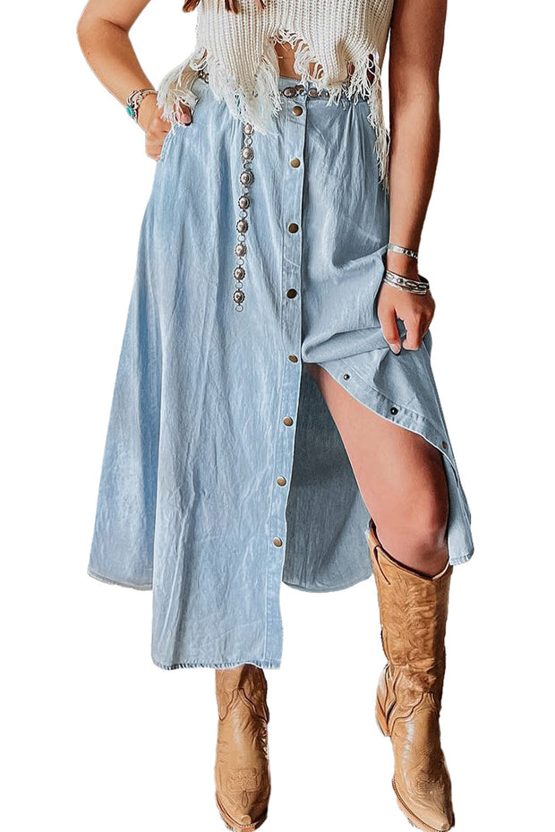 Brookie Buttoned Denim Skirt | S-XL