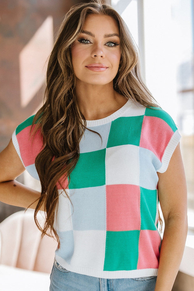 Bryant Checkered Knitted Top