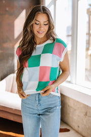 Bryant Checkered Knitted Top