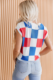 Bryant Checkered Knitted Top