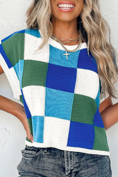 Bryant Checkered Knitted Top | S-XL