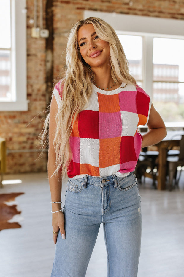 Bryant Checkered Knitted Top | S-XL