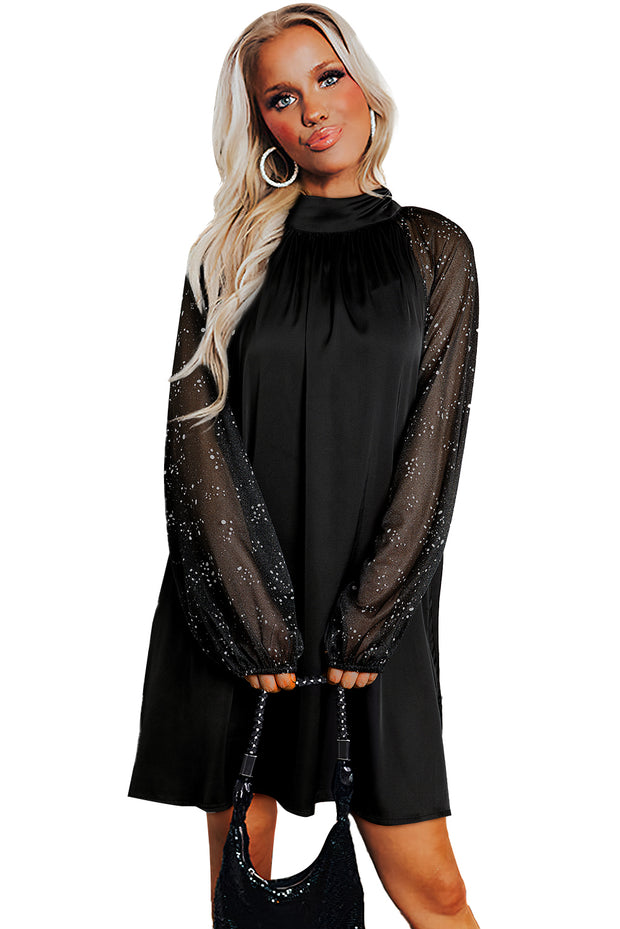 Camryn Rhinestone Mesh Sleeve Mini Dress