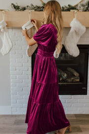 SALE - Gracie Velvet Tiered Maxi Dress | Size Small