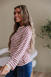 Cam Striped Henley Top | DROPSHIP
