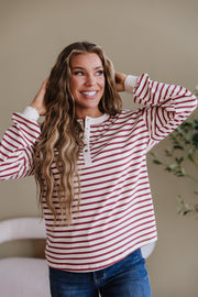 Cam Striped Henley Top | DROPSHIP