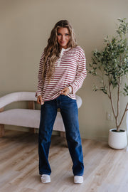 Cam Striped Henley Top | DROPSHIP