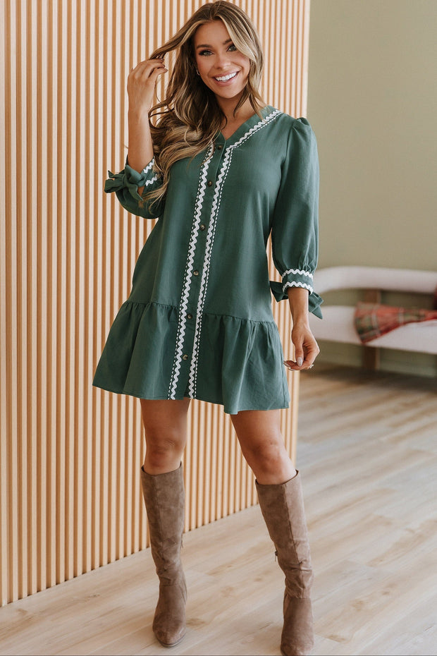 Canton Contrast Trim Sleeve Mini Dress | DROPSHIP