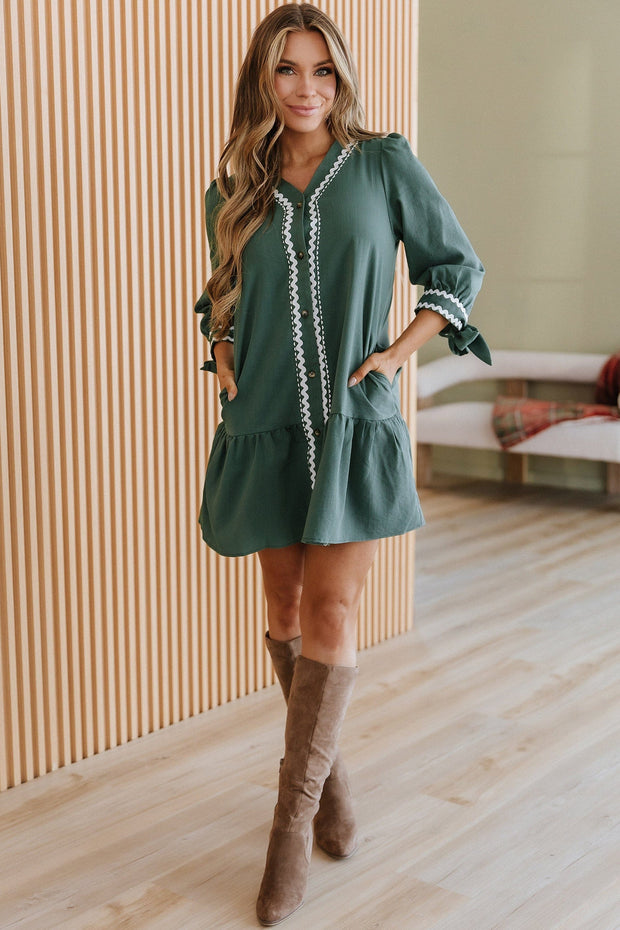 Canton Contrast Trim Sleeve Mini Dress | DROPSHIP