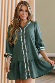 Canton Contrast Trim Sleeve Mini Dress | DROPSHIP