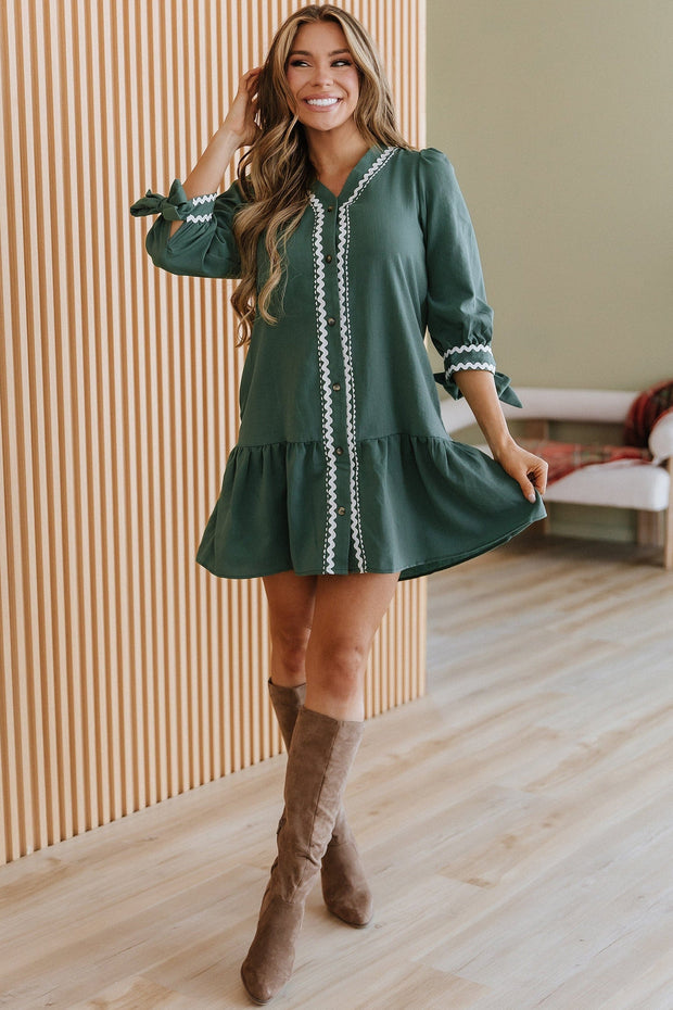 Canton Contrast Trim Sleeve Mini Dress | DROPSHIP