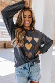 Carolyn Cord Heart Graphic Sweatshirt | S-2XL