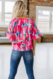 SALE - Carter Abstract V-Neck Blouse | Size Small
