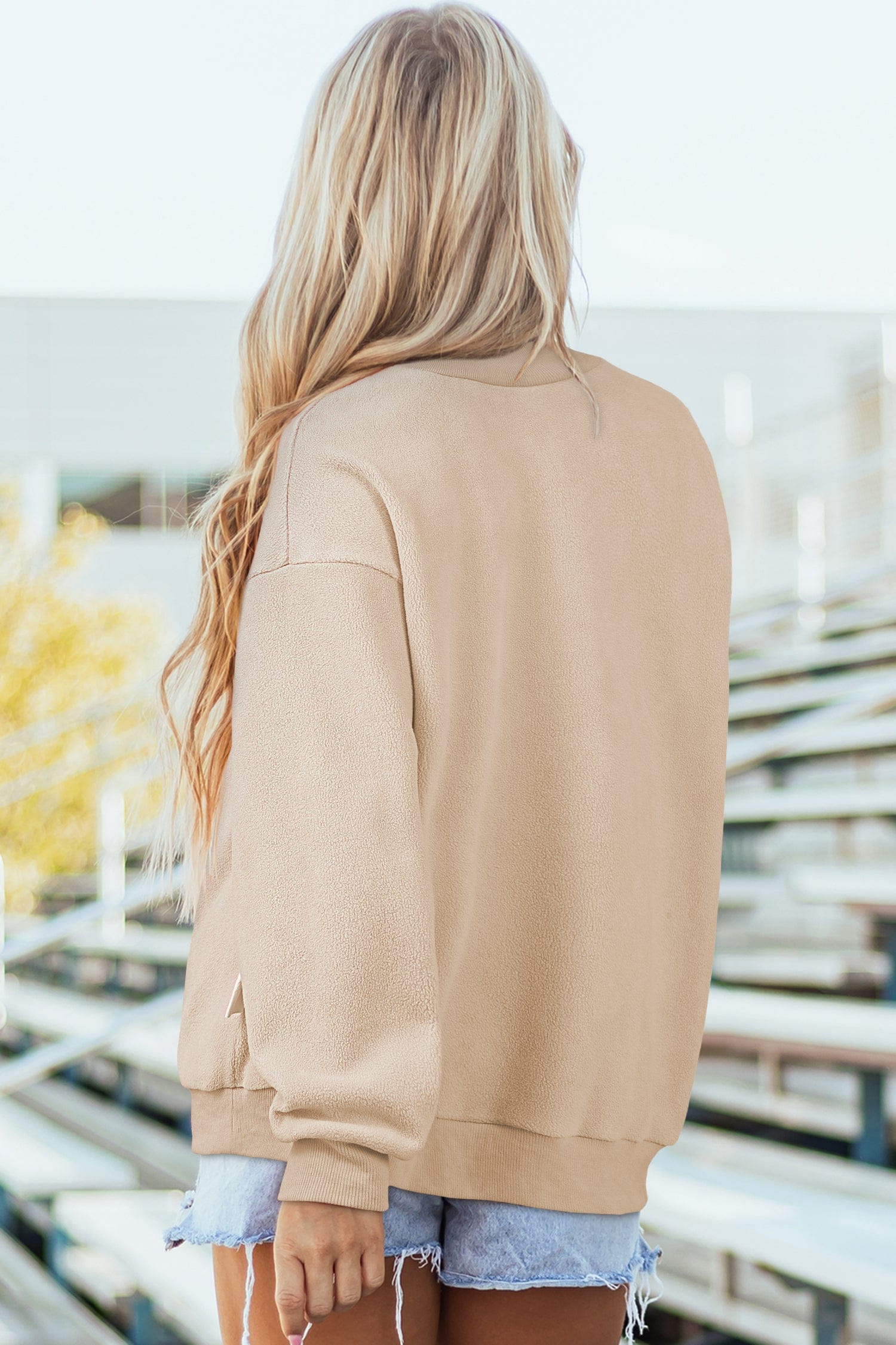 Cassy Oversized Reversible Mock Neck Sweatshirt | DROPSHIP