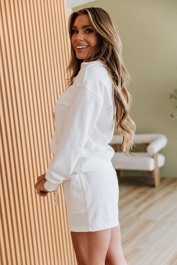 Cecily Ribbed Sweatshirt and Shorts Set