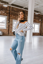 Charlie Striped Contrast Top | S-XL