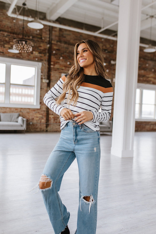 Charlie Striped Contrast Top | S-XL PRE ORDER 3/7
