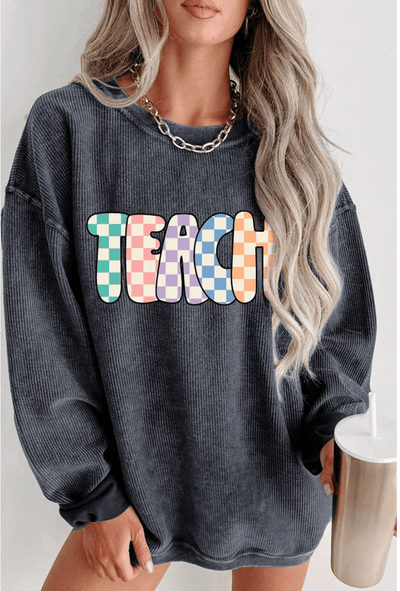 Checkerboard Teach Crew Neck Sweatshirt | S-2XL | PRE ORDER