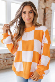 Checkered Bishop Sleeve Sweater | DROPSHIP